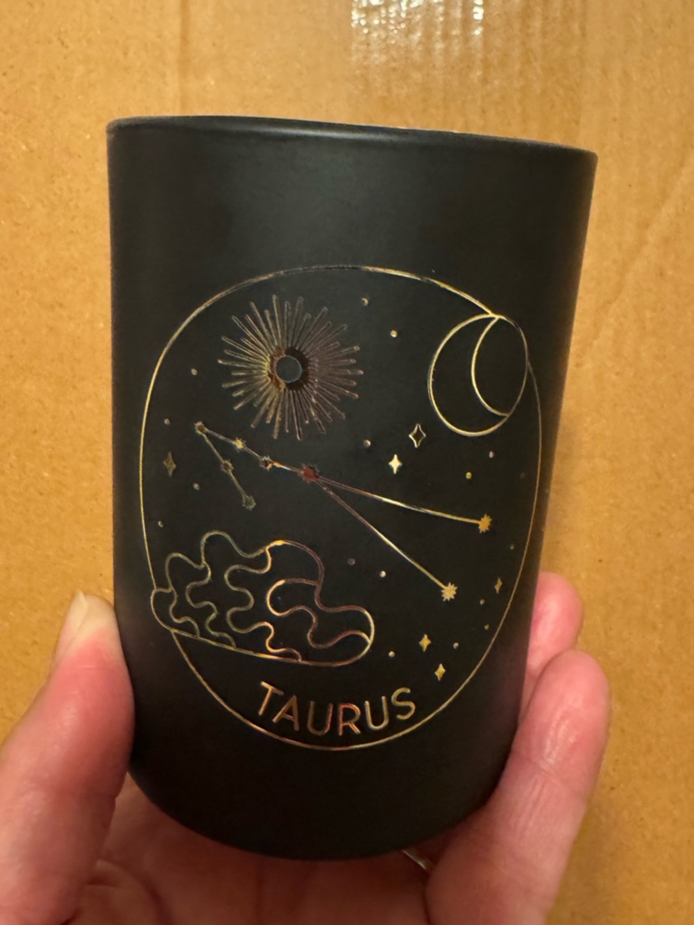 Sonoma Black Taurus Zodiac Candle Holder with Gold Accents